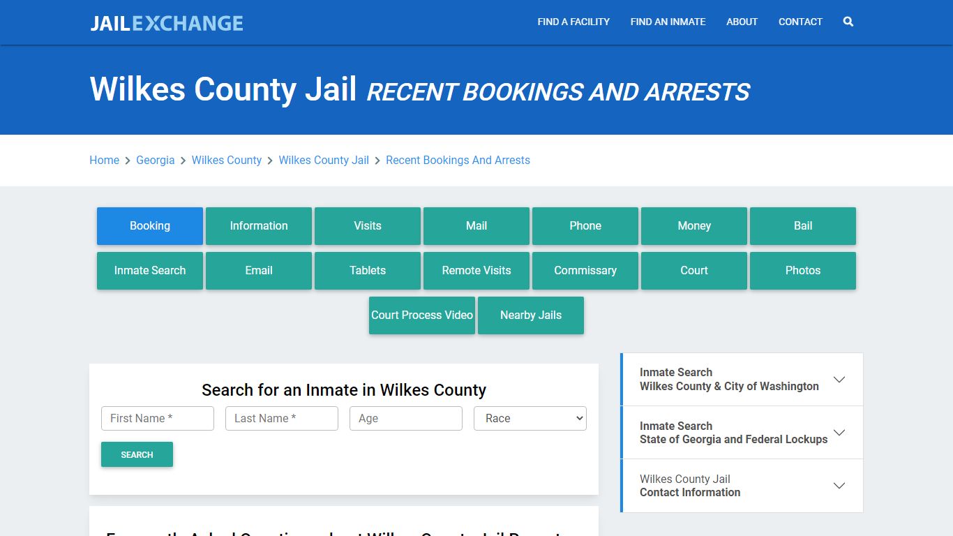 Wilkes County Jail GA Recent Arrests and Bookings - Jail Exchange