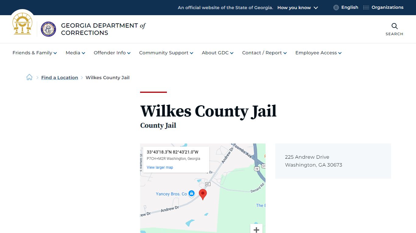 Wilkes County Jail | Georgia Department of Corrections