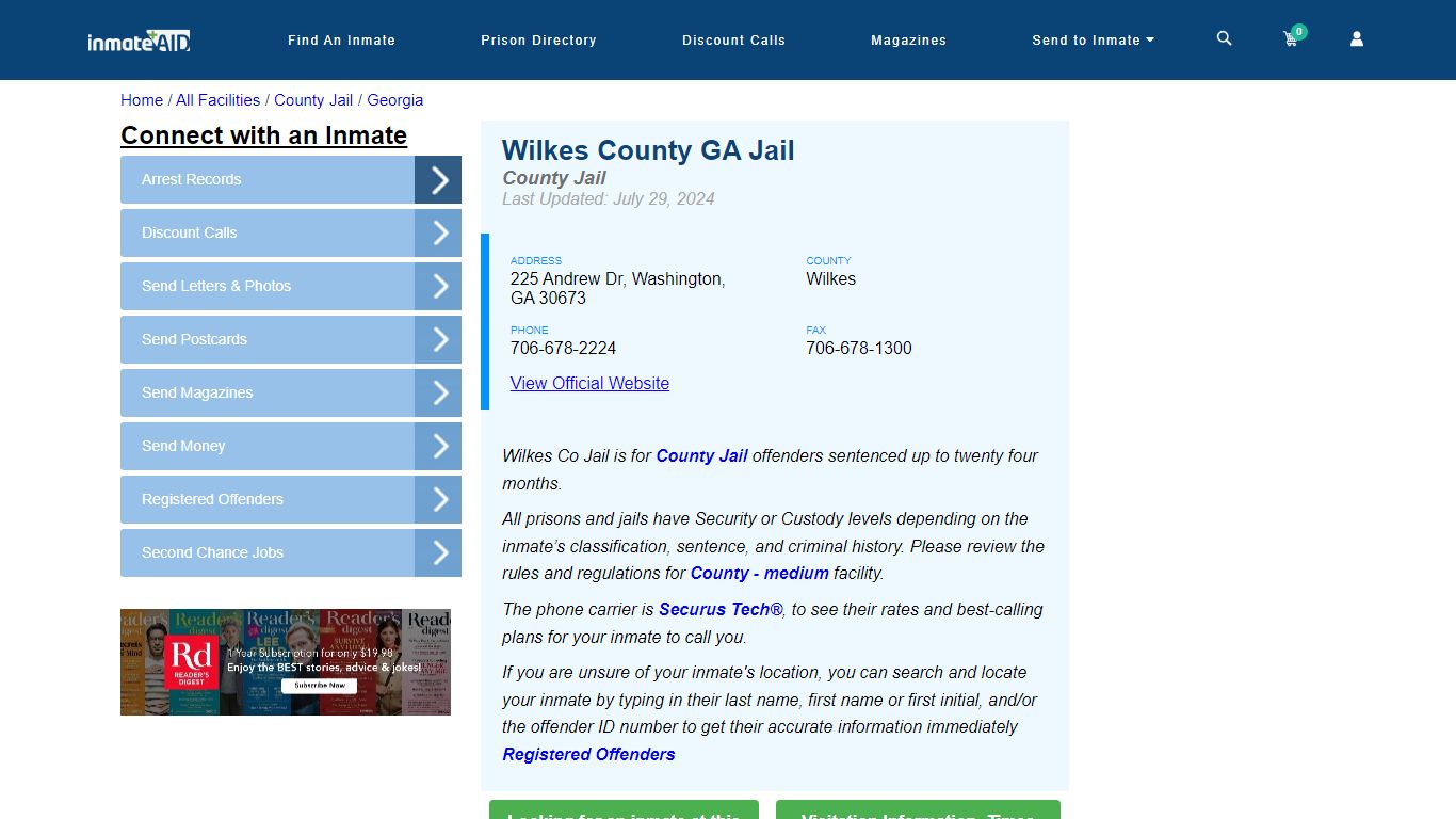 Wilkes County GA Jail - Inmate Locator